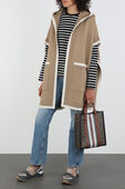 Carla Canvas Knit Vest in Brown and Cream